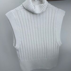 Women's White Turtleneck Sweater Vest